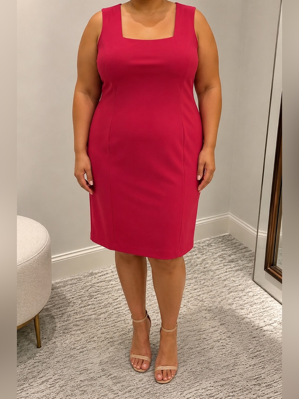 Chadwicks Of Boston Pink Sheath Dress Plus Size 16W Sleeveless Lined Seamed NWOT